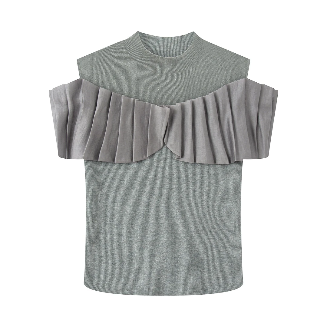 【迪家上衣】商场同款女2025夏新款时尚气质百搭无袖拼接针织衫3306