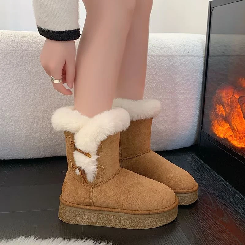 冬季雪地靴时尚雪地靴纽扣2312