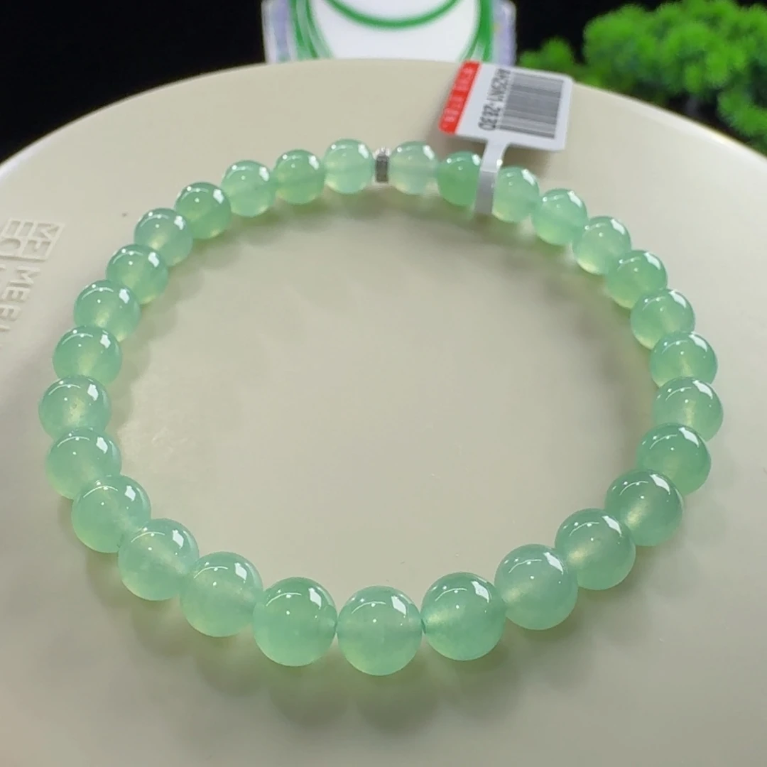 未镶嵌手链翡翠冰葡萄绿单圈卡6mm