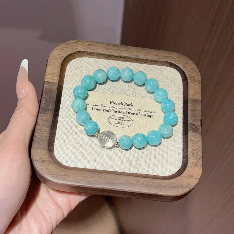 【如鱼得水】天河石10mm+白水晶12mm手串原创设计天然水晶Y147