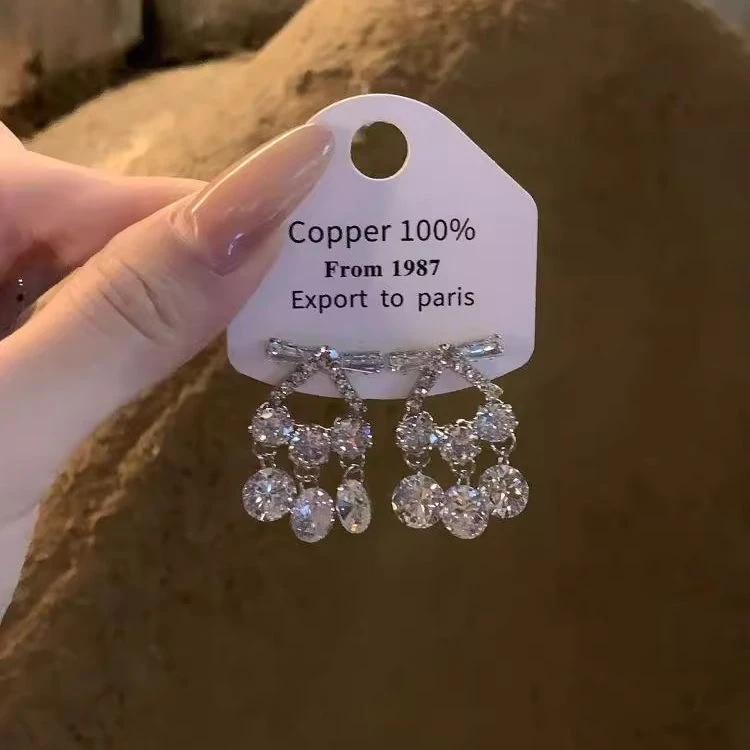 温柔甜美~精致重工超闪水滴流苏耳环女气质显瘦个性气质时尚耳饰