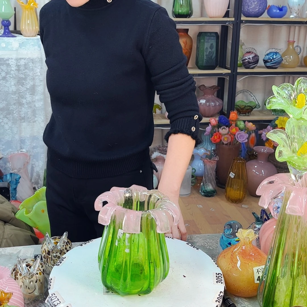 绿喷花 小号福利家悦琉璃工艺品
