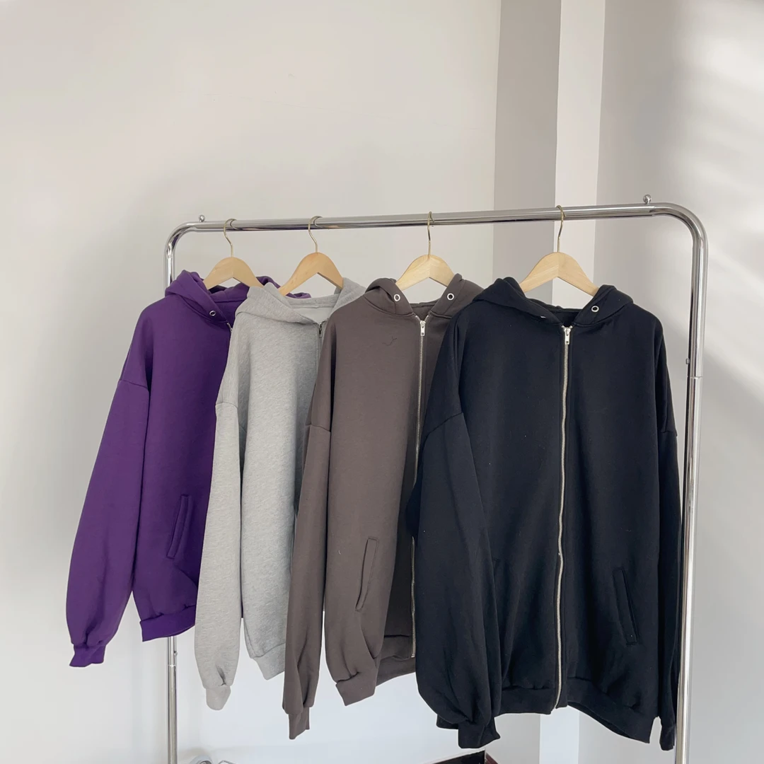 H213 黑色大版加厚带帽休闲卫衣