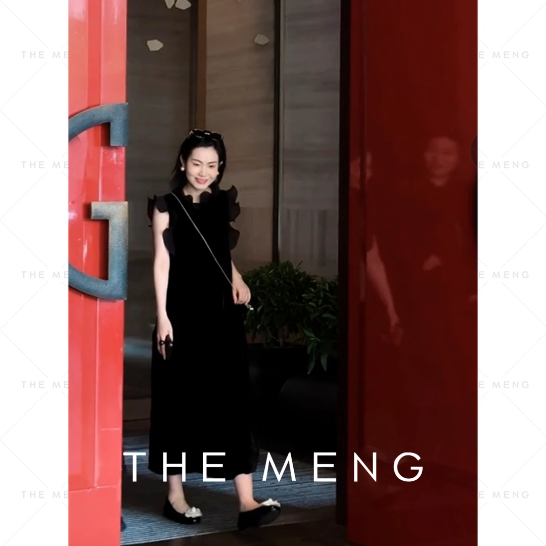 THE MENG【女神】桑蚕丝赫本风优雅丝绒连衣裙#M251G0026LZ