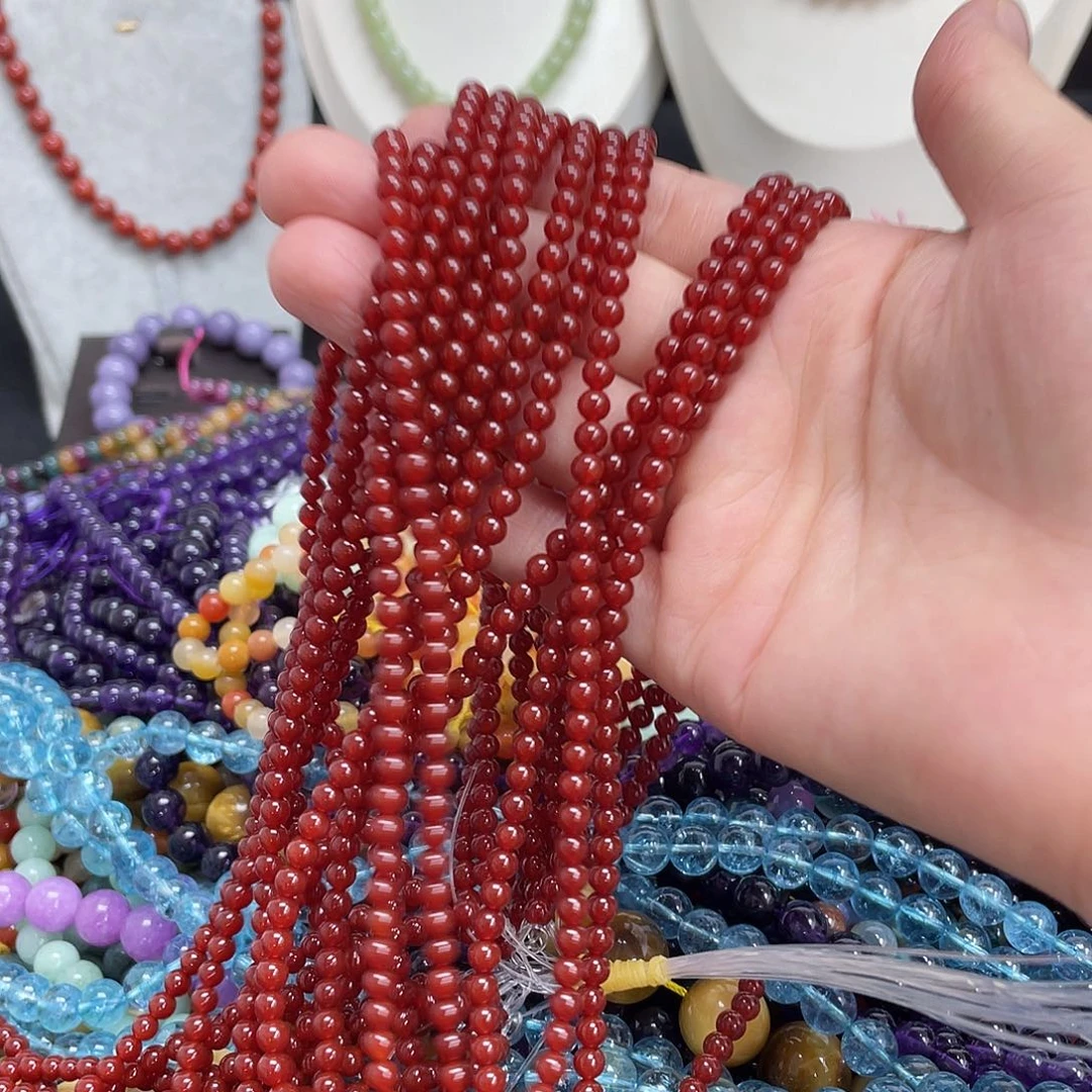 未镶嵌半成品玛瑙/玉髓红玛瑙4m散珠