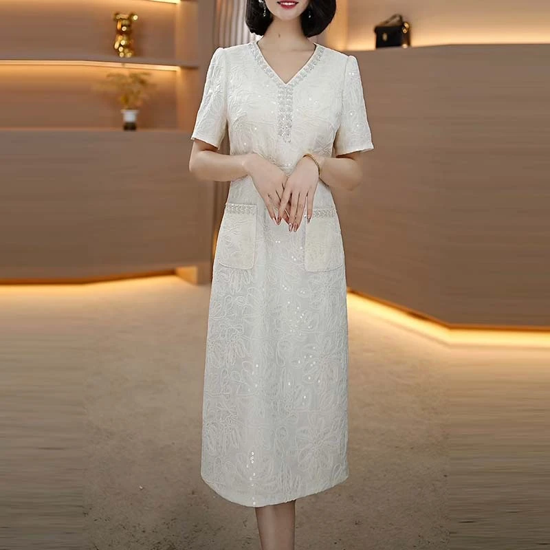 2025夏季新款A2709气质遮肉显瘦大码连衣裙女修身女装连衣裙