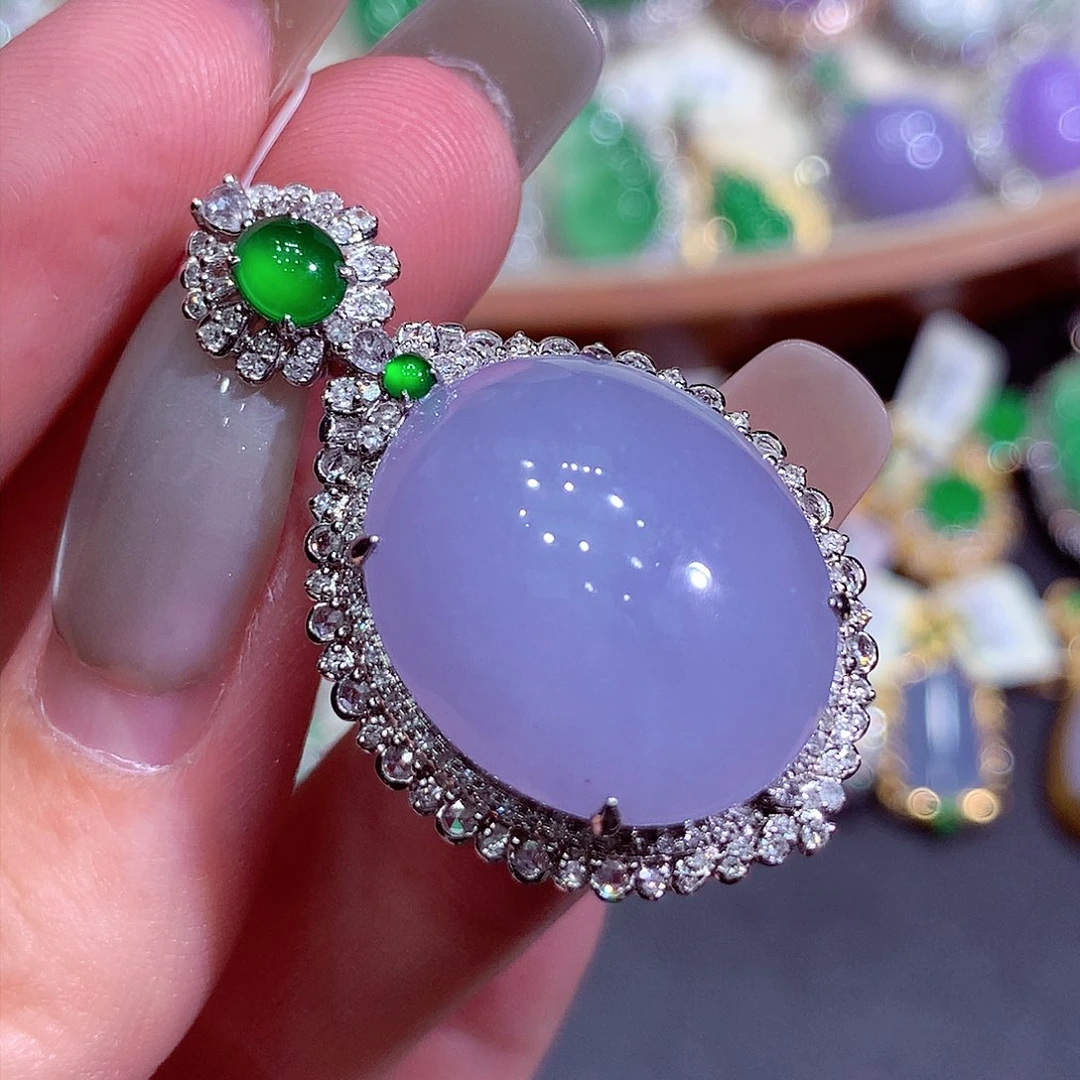 吊坠(不含链)18K金镶嵌翡翠