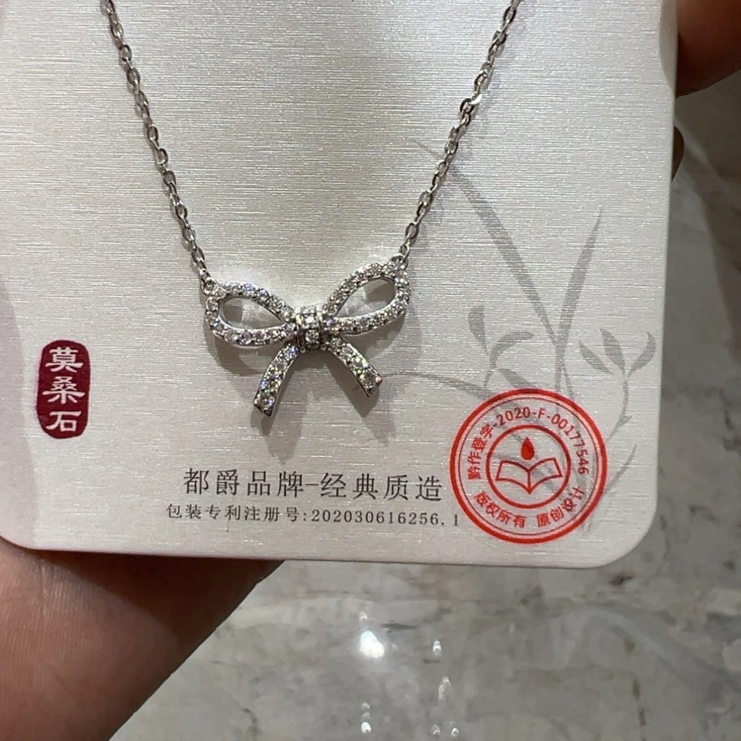 吊坠925银合成碳硅石蝴蝶结