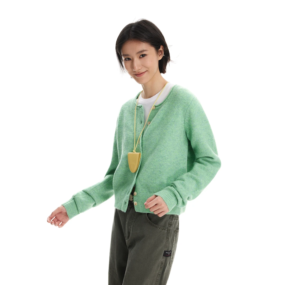 Syri 法式高级软糯卷边开衫针织衫外套女秋季新款单排扣开衫毛衣
