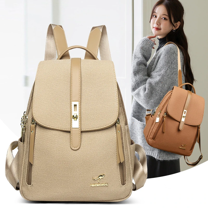 女包轻奢双肩包女2025新款时尚女士妈妈日常逛街上班旅行背包软皮