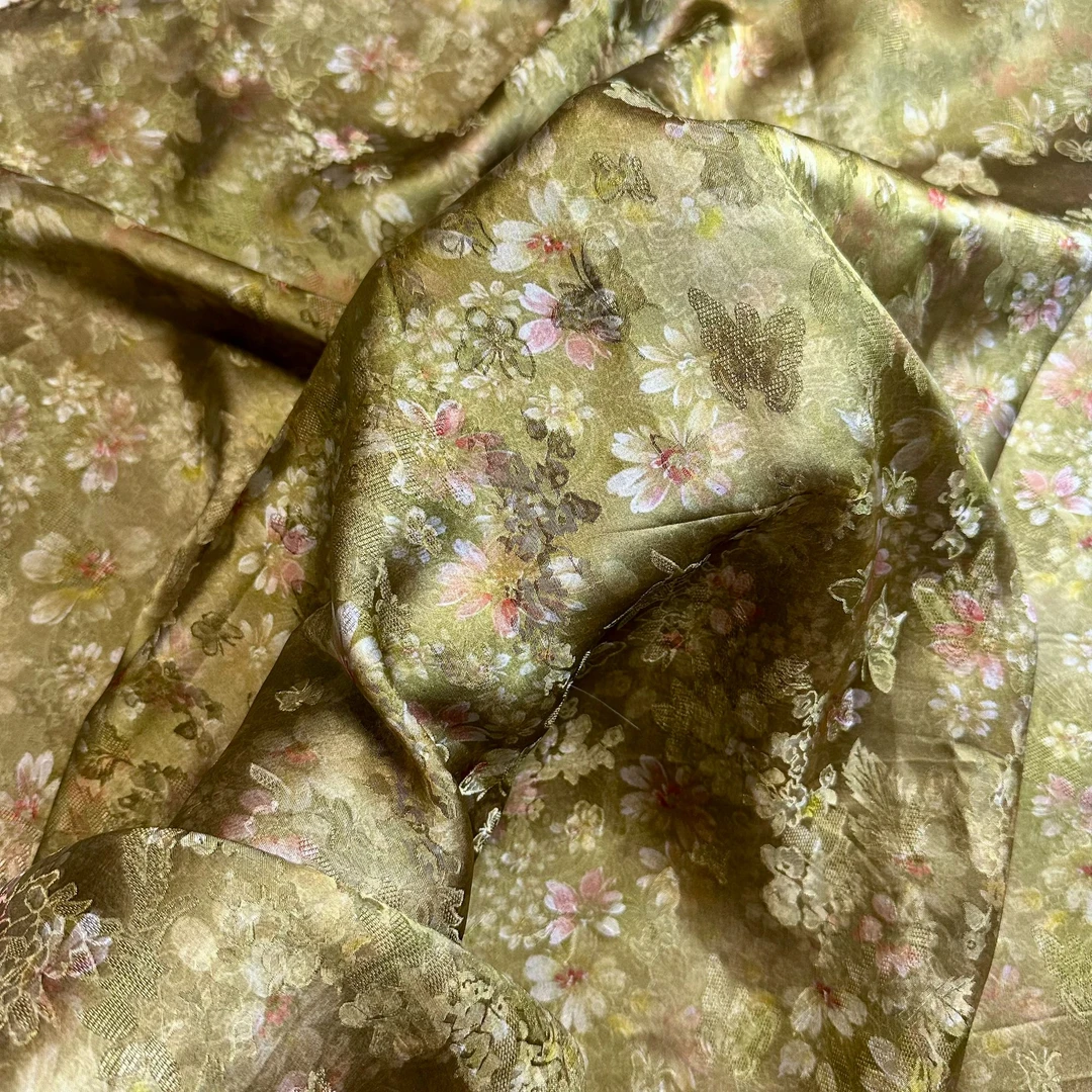 【小雏菊】高定新中式香云纱 花萝提花布头（开裁不退换）