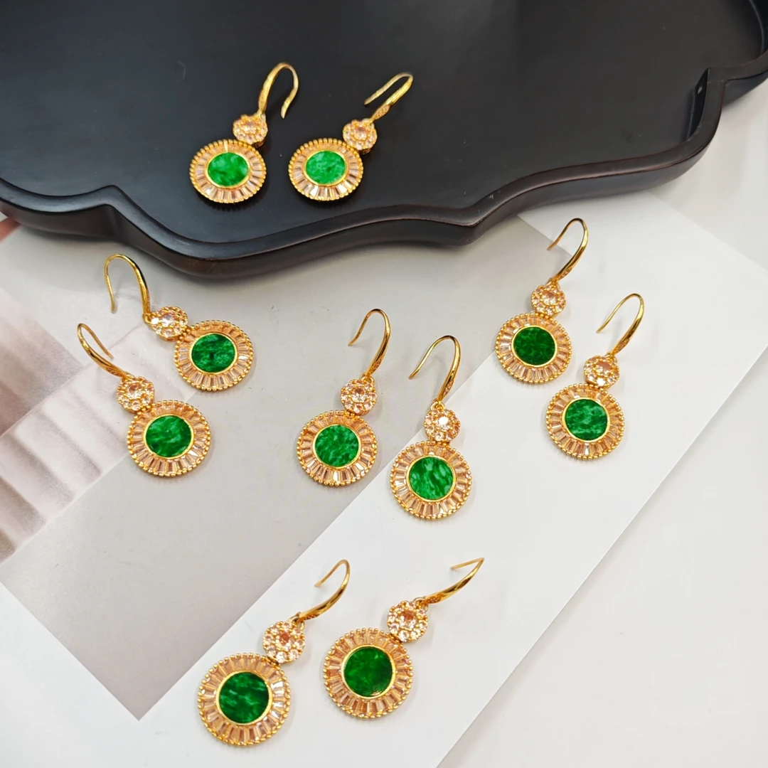 S925银翡翠耳环大气优雅多样性发货一件