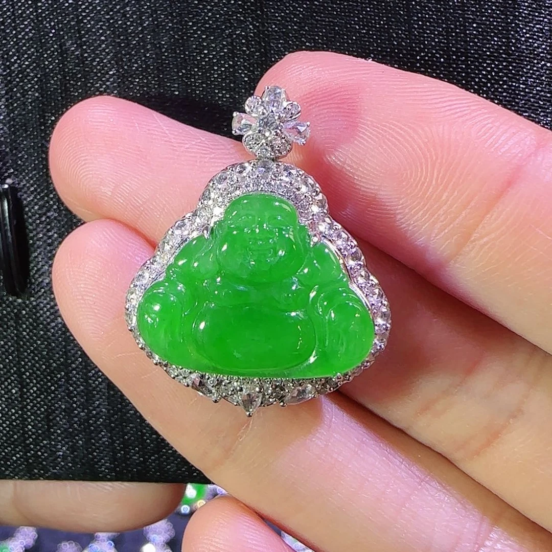 翡翠18K金镶嵌吊坠(不含链)