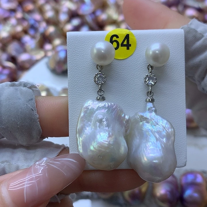 淡水珍珠耳饰银S925镶嵌