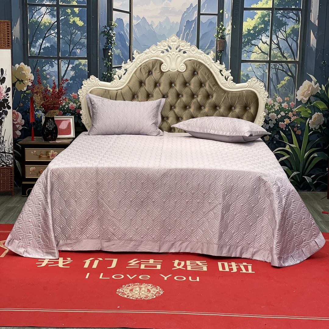 【黄一恒】纯色莱赛尔床盖三件套纯棉夹棉绗缝多功能高级轻奢三件套