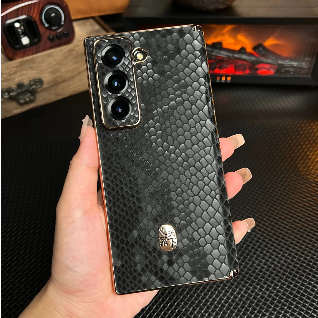 莎浩顺丰适用于三星w25手机壳真皮中轴w24超薄商务fold7铰链外壳