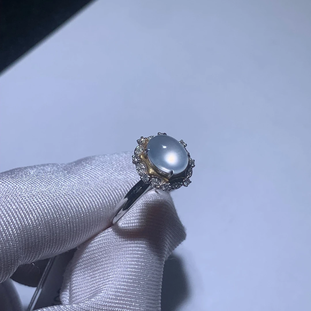 ZY-0626-2-07  天然缅甸翡翠A货   18K金蛋面戒指