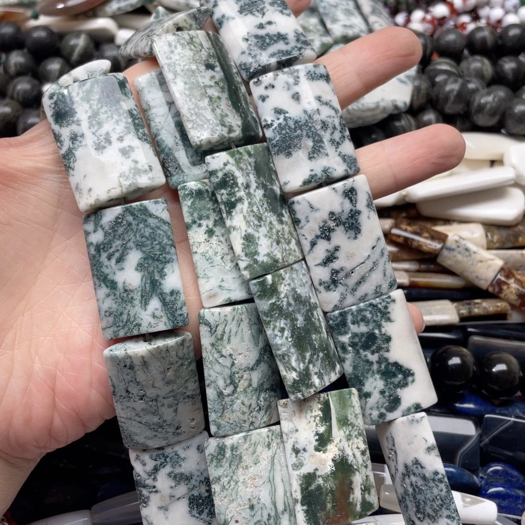玛瑙/玉髓合金珠宝半成品一条22x32m水草玛瑙无事牌