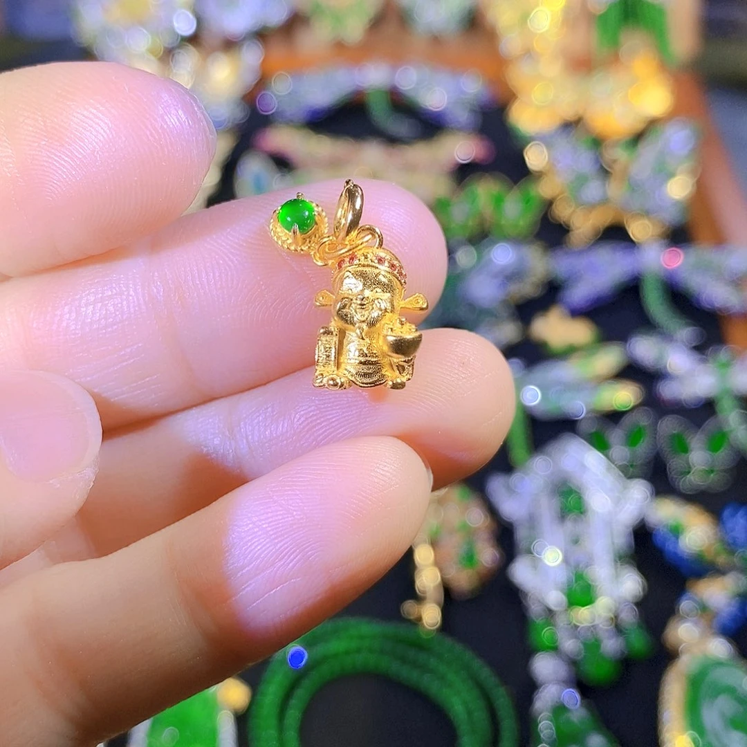 吊坠(不含链)银S925镶嵌翡翠