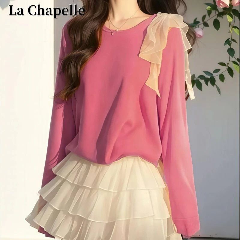 拉夏贝尔时尚纯色设计感2025年春秋季新款小个子洋气小众上衣女