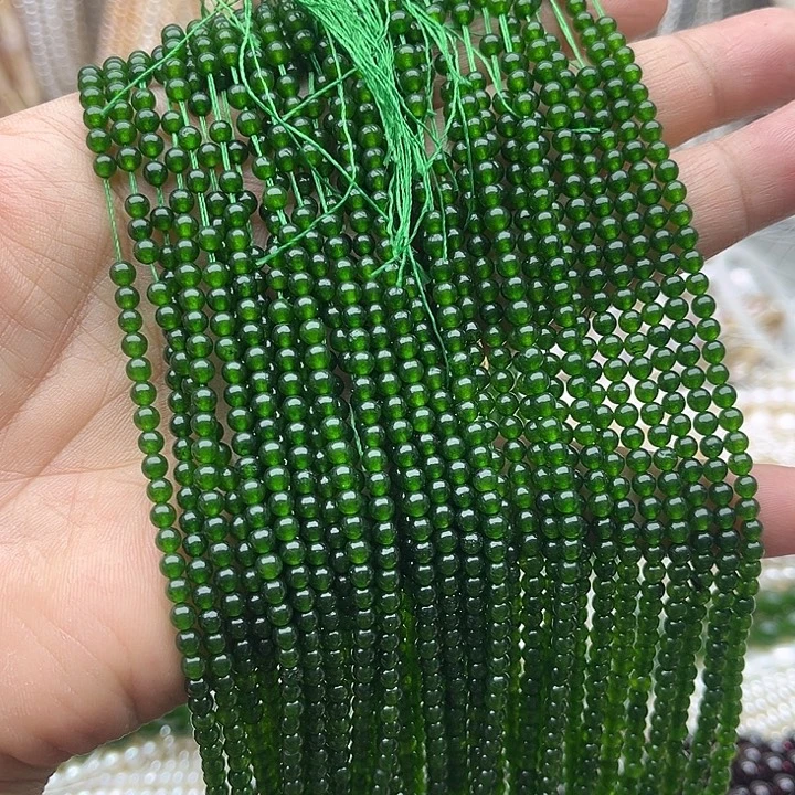 玛瑙/玉髓未镶嵌珠宝半成品一条3mm左右碧玉