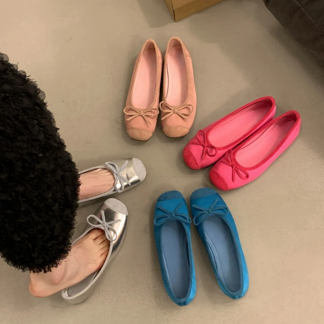 温柔平底晚晚鞋法式春夏软底芭蕾鞋银色新中式单鞋女豆豆鞋子新款