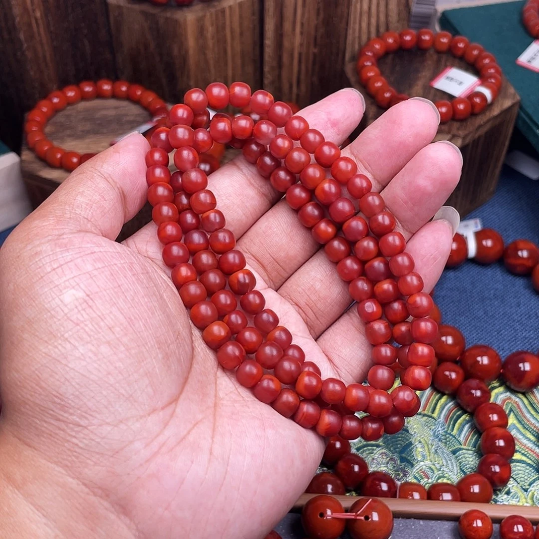 南红玛瑙未镶嵌珠链南红瓦西卡7哑光老型108