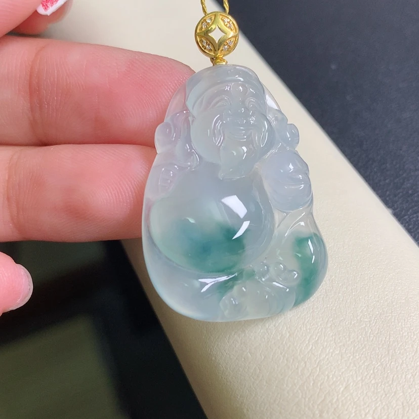 【闪购商品】翡翠颈饰18K金镶嵌财神