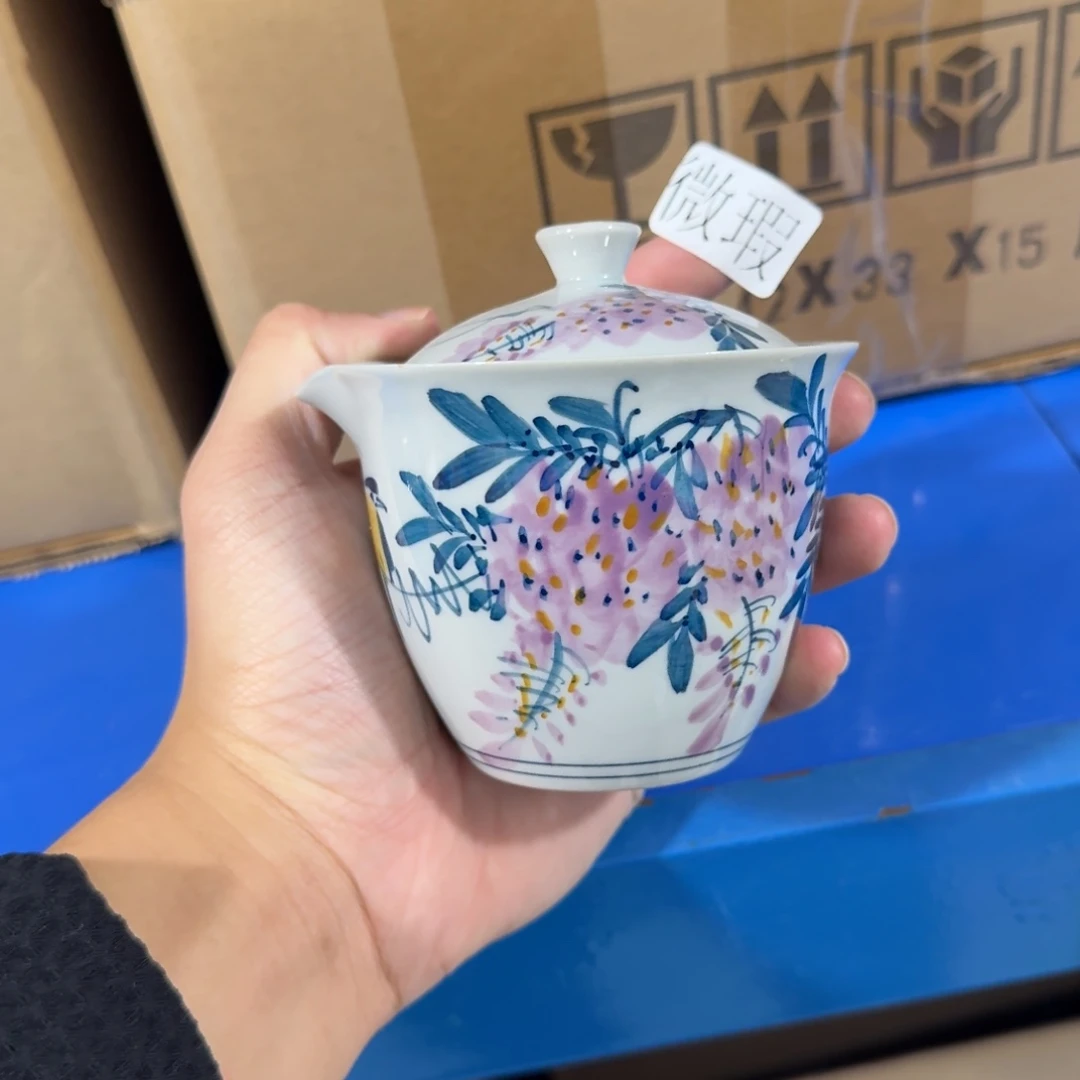 釉下手绘茶具微瑕