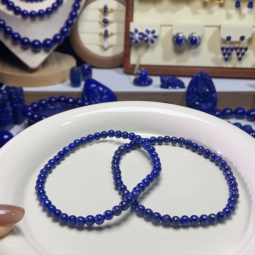 青金石未镶嵌单圈手串4.5mm+多样性发其一