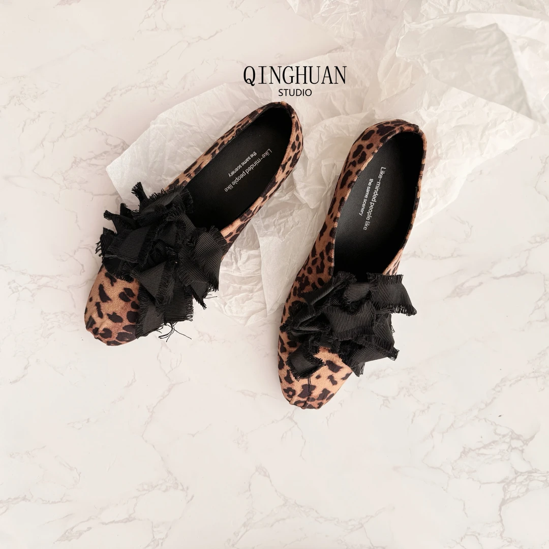 【清欢】绑带超软猪鼻子时尚单鞋｜豹纹时尚百搭软底平底｜2.5cm