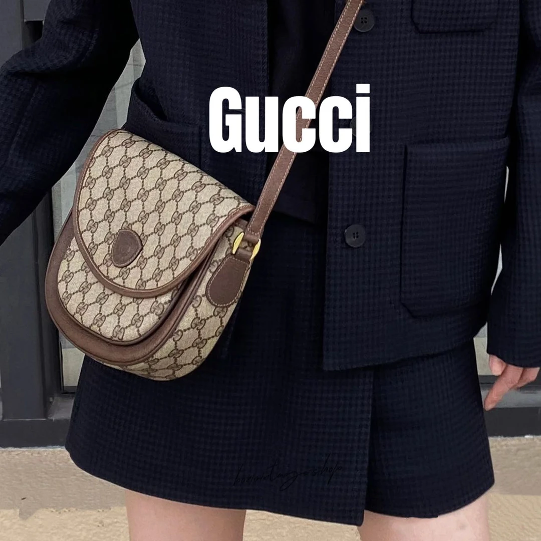 95新 GUCCI/古驰8613537/老花马鞍包配皮换新