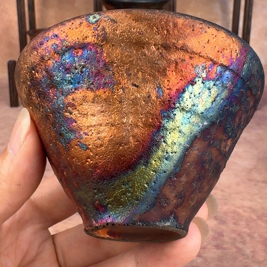 荥经黑砂炸福利窑彩斗笠杯46