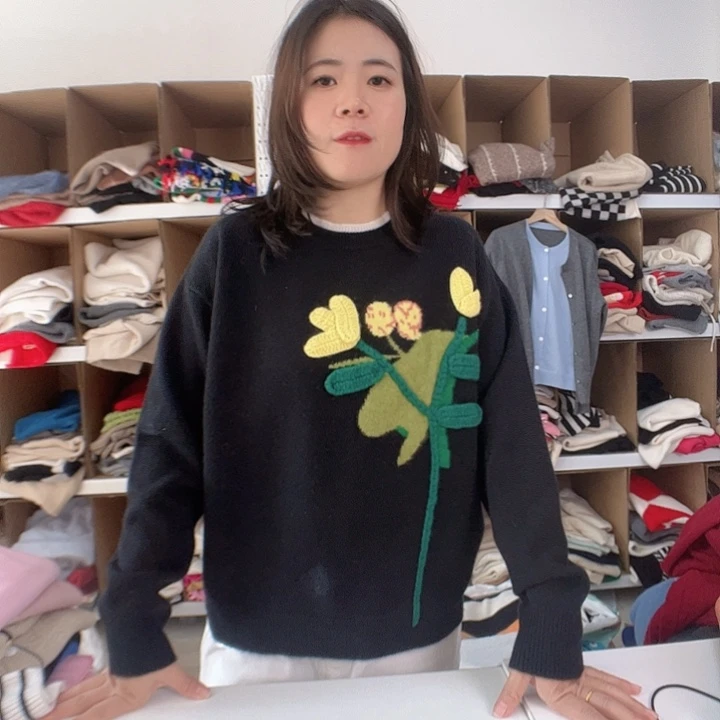 黑色手工纯山羊绒