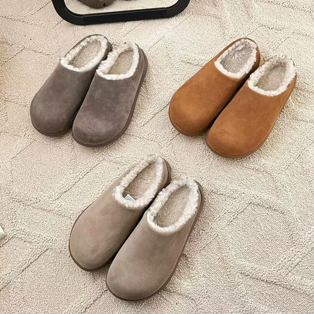 桑坡小土豆勃肯鞋全包皮毛一体雪地靴加绒一脚蹬包头半拖女