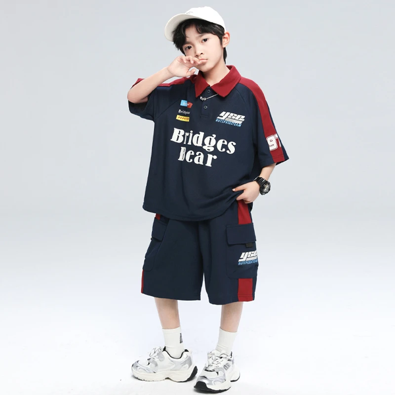 童装男童夏装套装2025新款夏季男孩帅气儿童中大童短袖衣服polo衫