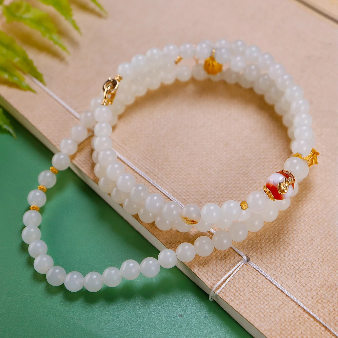 祈愿/因果/18K金6mm和田玉108文殊百搭链