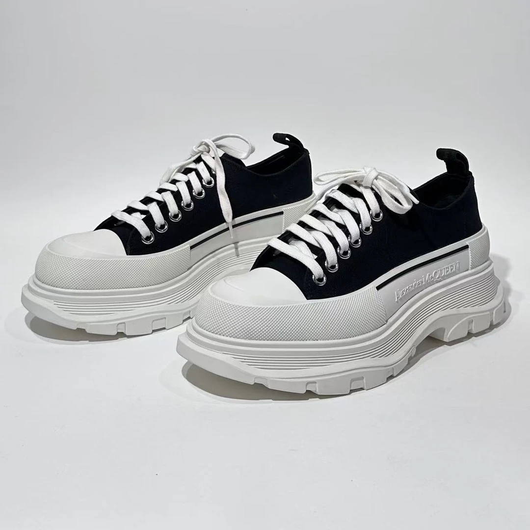 99新 Alexander McQueen/亚历山大·麦昆 40码 厚底帆布鞋/ML01655
