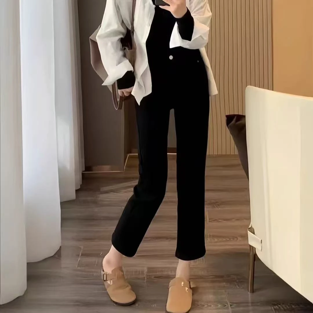 春夏牛仔裤女2025新款高腰显瘦大码直筒百搭烟管裤子