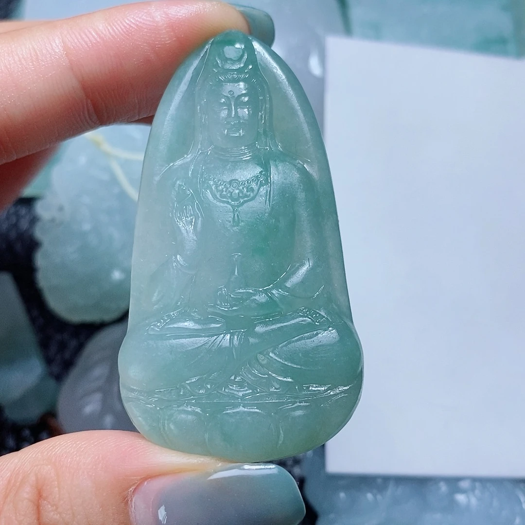 定制翡翠未镶嵌毛货付款后确认抛光