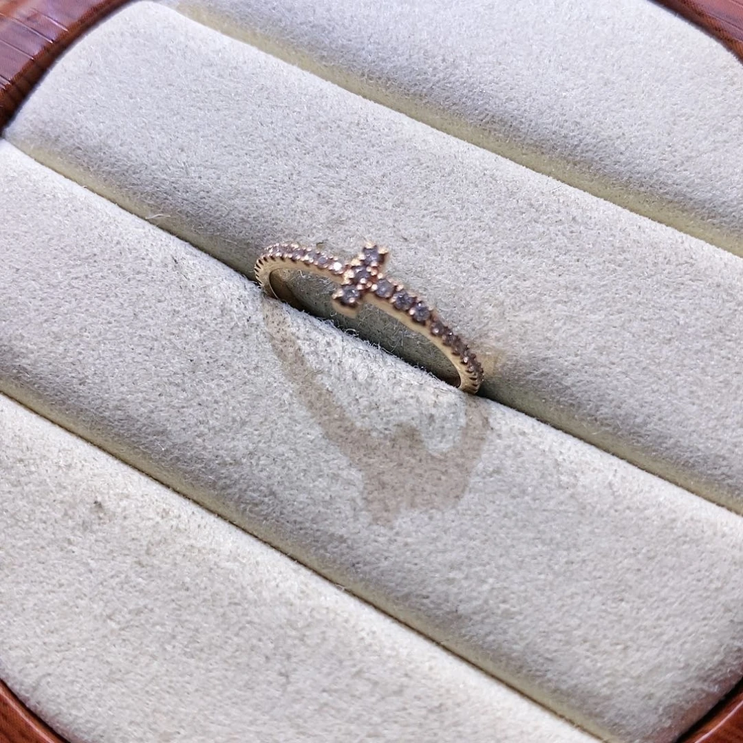 钻石戒指/指环18K金镶嵌k玫t1满钻戒指