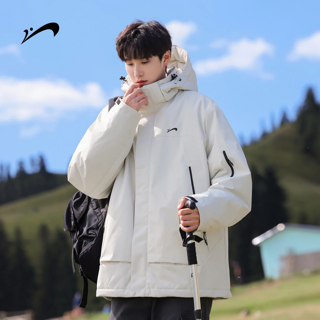 贵人鸟冲锋工装棉服外套男款秋冬款加厚防寒棉衣青少年连帽夹克男