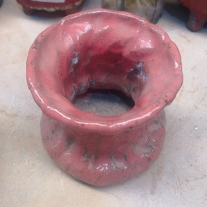 红**告粗陶花盆手工