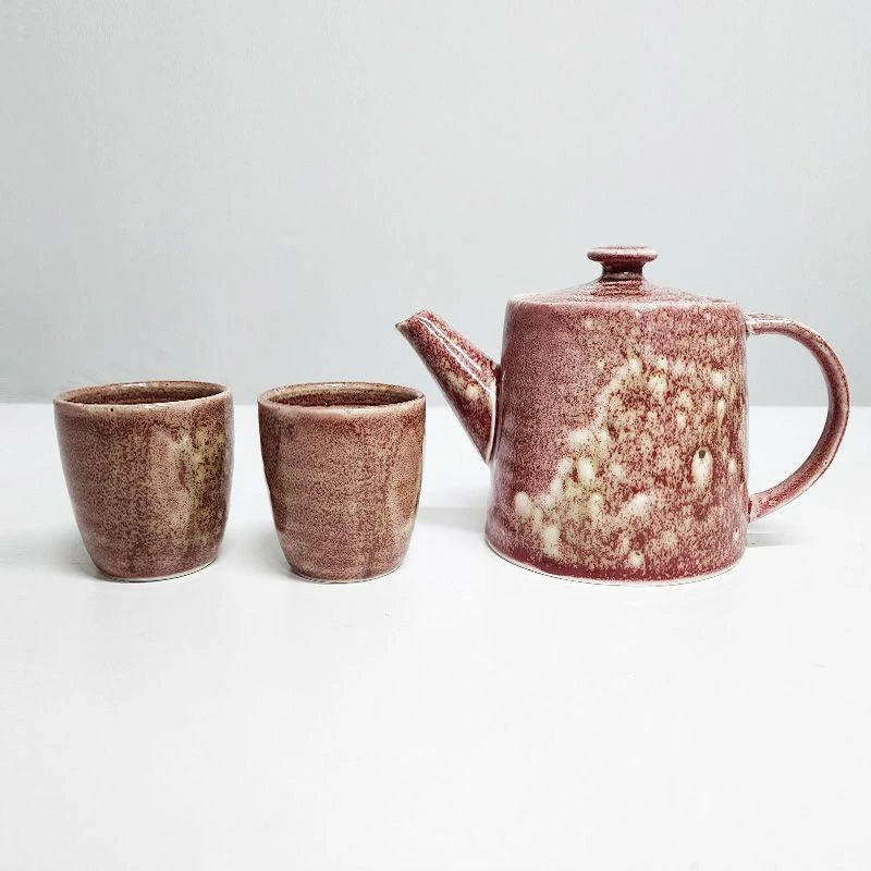 【壶800ml+杯150ml*2】摩瑟家居【拉斯1壶2杯-荔枝红】DXC花瓶摆件