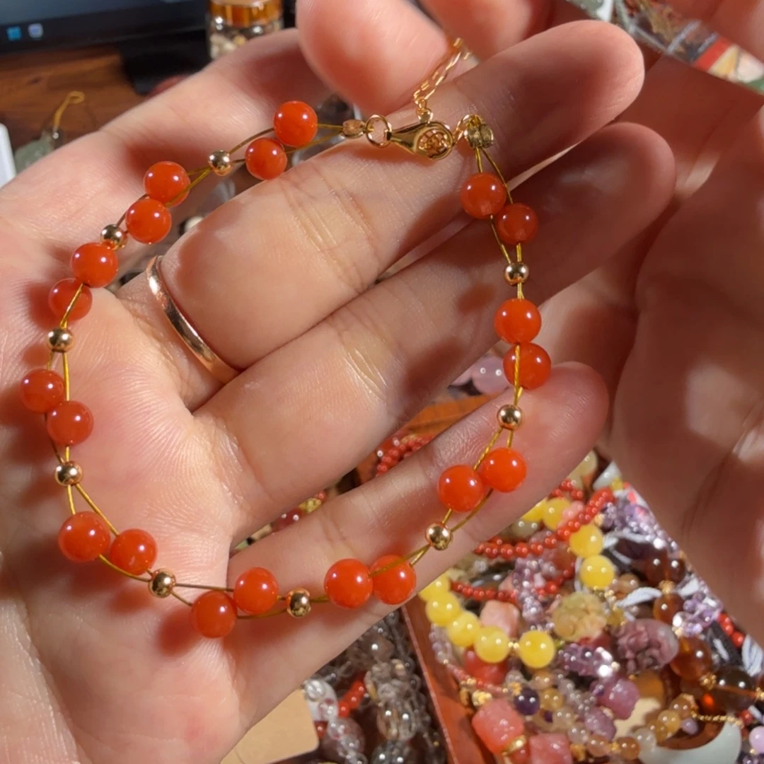 天然辰砂水晶手串