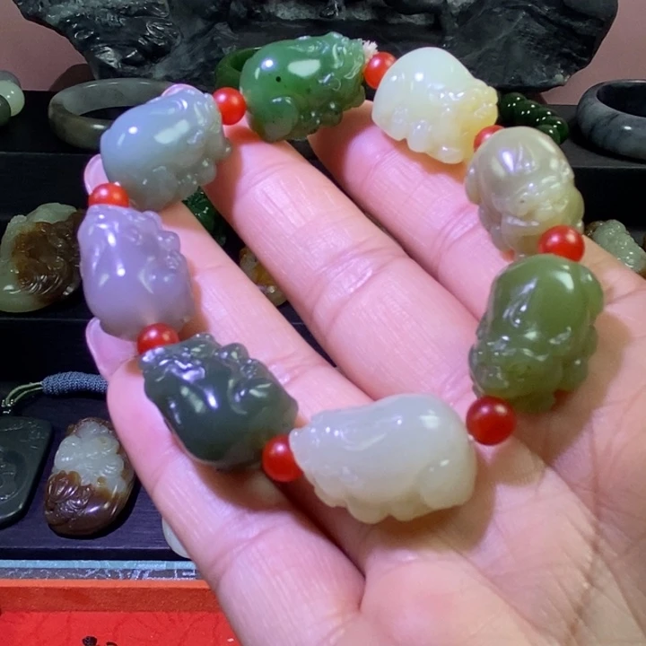 和田玉未镶嵌手链和田玉多宝貔貅手串