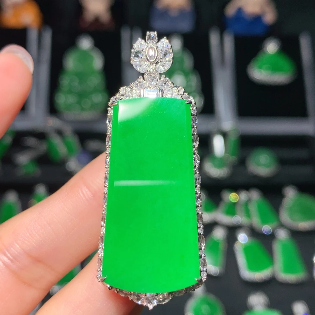 翡翠18K金镶嵌吊坠(不含链)翡翠