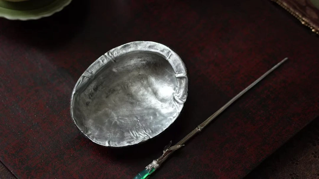 贝壳包锡大漆 复杂工艺  手作茶则
