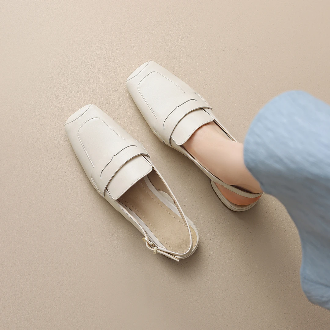 【梦薇】真皮女鞋2025春夏新款气质百搭时尚包头拖鞋43105