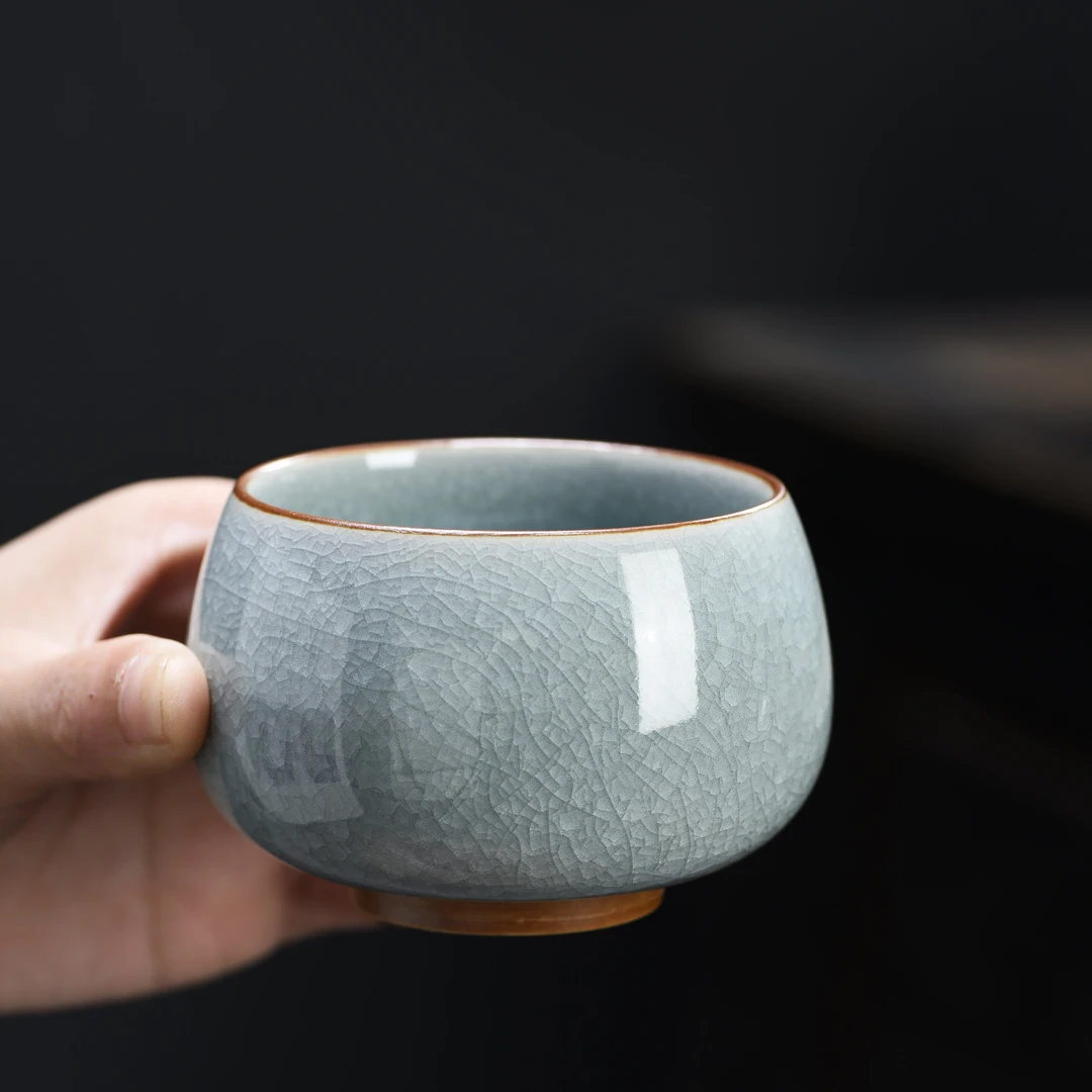 新式冰花罗汉杯陶瓷冰裂纹茶杯主人杯